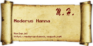 Mederus Hanna névjegykártya
